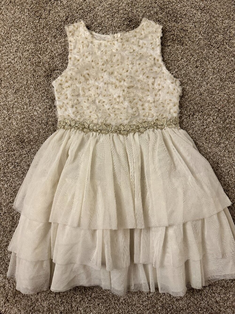NANETTE LEPORE GIRLS stunning ruffle tulle gold sparkle dress 6X